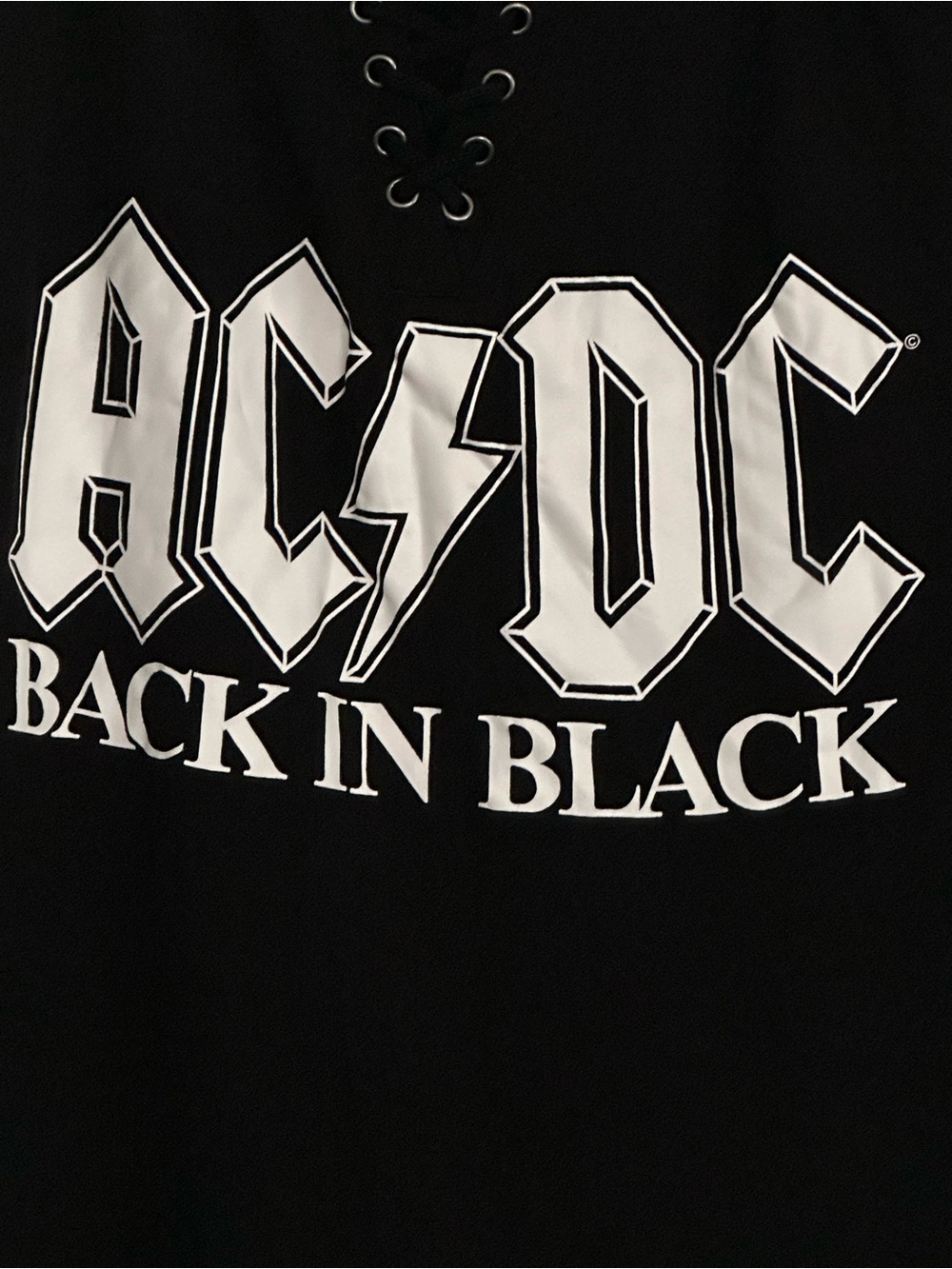 AC/DC Black Cold Shoulder Sleeve 'Back In Black' Lace-Up Tee